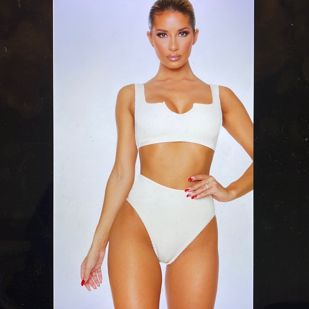 NWT PrettyLittleThing Stone Crinkle High Waisted Bikini